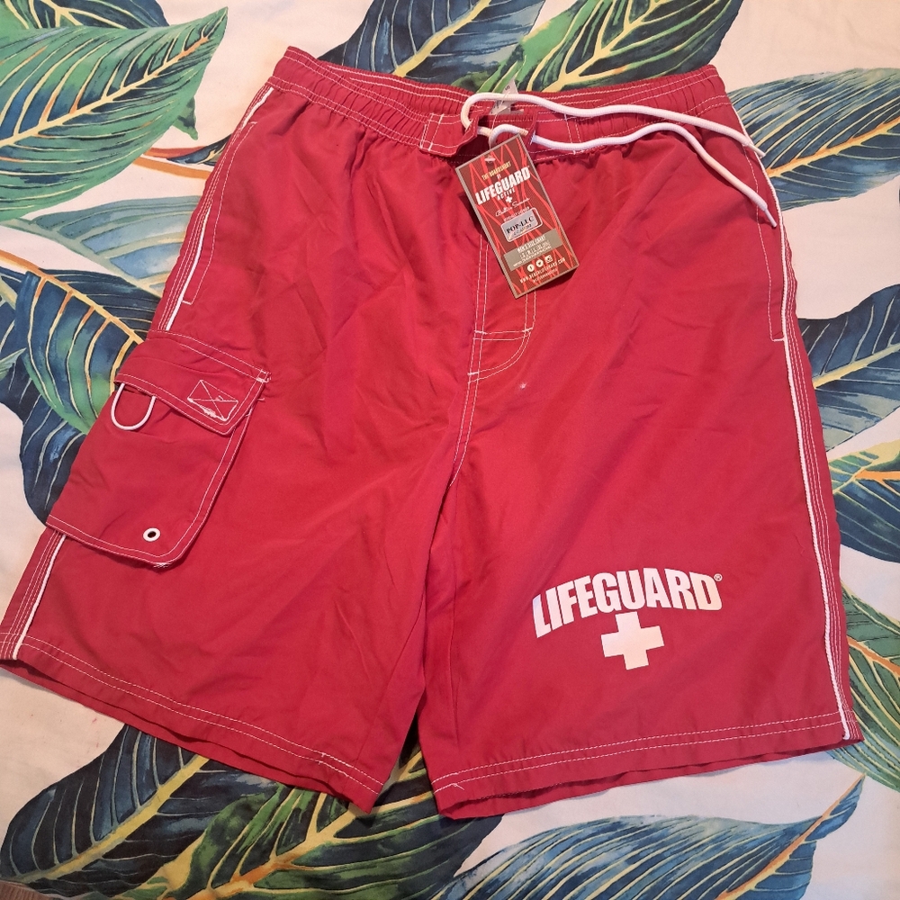 SOLD - Lifeguard Men's Red Swim Shorts, S